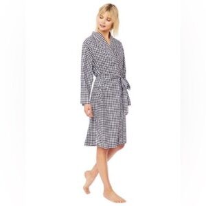 The Cat's Pajamas Women's Classic Gingham Luxe Pima Cotton Kimono Robe Black S/M